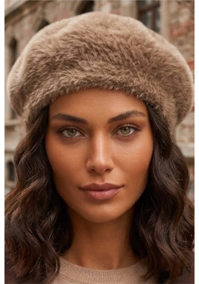 Tezzgelsin Kadın Peluş Kışlık Fransız Ressam Bere Camel