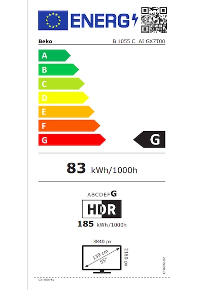 Beko Crystal 10 AI B 1055 C AI 55" QLED 144Hz VRR 4K UHD Google TV