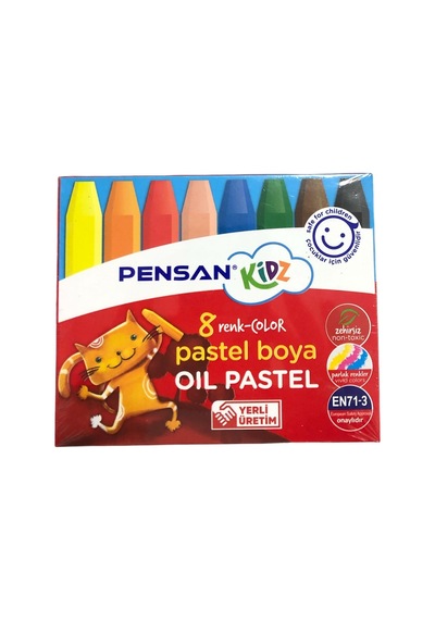 Pensan Kidz 8 Renk Yağlı Pastel Boya Çocuklar İçin Güvenli Ve Zehirsiz 8 Parça Karışık
