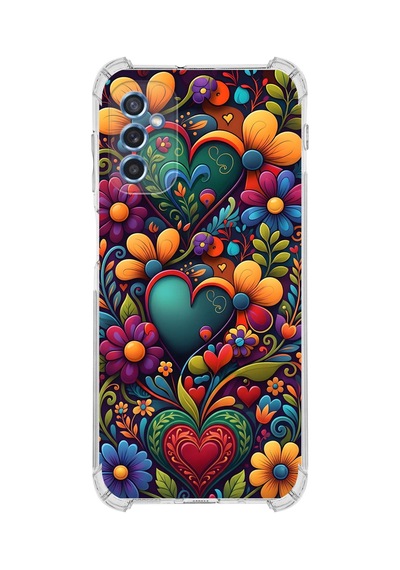 Printify Samsung Galaxy M52 İle Uyumlu Düşlerin Dansı Serisi Çiçeklerin Dansı Tasarımlı Uv Baskılı Köşe Korumalı Antişok Kılıf Şeffaf