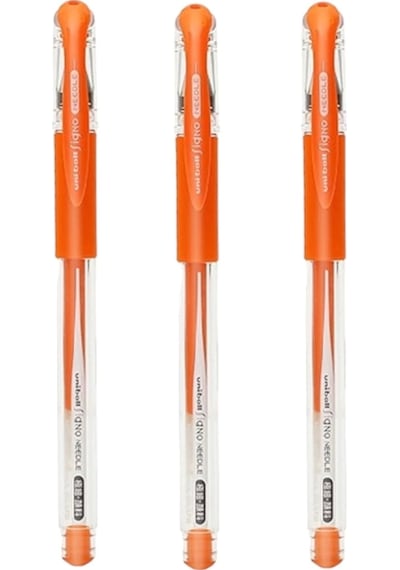 Uniball Signo Needle 0.38 İğne Uçlu Jel Kalem Mandalina Üç Adet