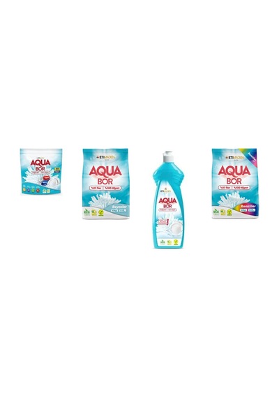Aquabor Doğal Mineralli Tablet + 4 Kg Beyaz + Elde Bulaşık + 4 Kg Renkliler 4 Lü Set