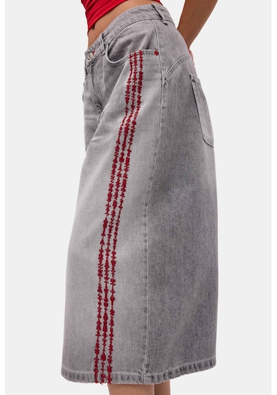 it's basic Kadın Füme 4s6-13 Süper Baggy Nakışlı Özel Tasarım Jort