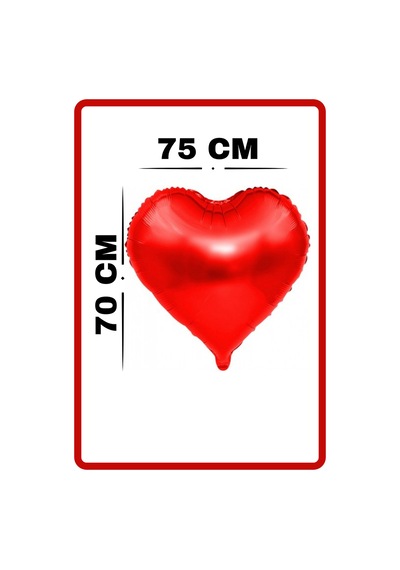 Folyo Kalp Balon Kırmızı 75 Cm Helyum Gazı Uyumlu Sevgili Hediye Kırmızı