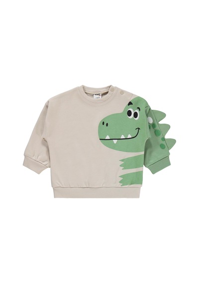 Civil Baby Dinozor Baskılı 3-18 Ay Takım - Bej Taş Rengi