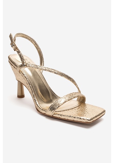 Luvishoes Jolene Altın Desenli Kadın Topuklu Ayakkabı