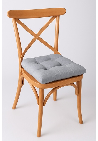 Pofidik Sandalye Minderi Özel Dikişli Bağcıklı 40x40 Cm 1 Adet Gri1 Gri1