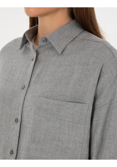 Pierre Cardin Kadın Gömlek Desenli 50313653-vr024 Gri