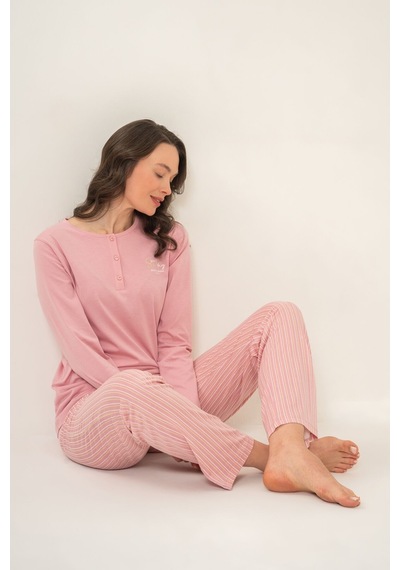 Pierre Cardin Kadın Sweet Sunday Pembe Uzun Kol Pijama Takım Pc9295-s-v1 Pc9295-s-v1