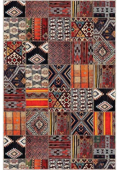 Renkli Kaymaz Patchwork Kesme Rulo Özel Ölçülü Yolluk Ar981n11 Çok Renkli