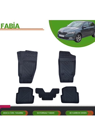 Skoda Fabia 2015+ Araca Özel 4d Havuzlu Paspas Takımı Karbon