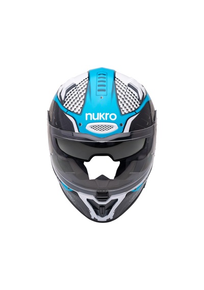 Nukro B-506 Level Beyaz-mavi Güneş Vizörlü Kapalı Motosiklet Kaskı Beyaz - Mavi