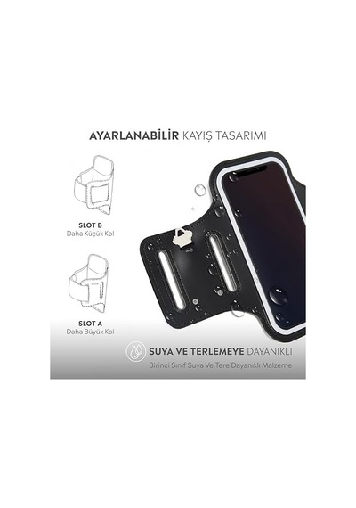 İphone Xiaomi İle Uyumlu Universal 6,9" İnç E Kadar Uyumlu Anahtar Koyma Bölmeli Spor Koşu Yürüyüş İçin Kol Bandı Siyah 0.05 M