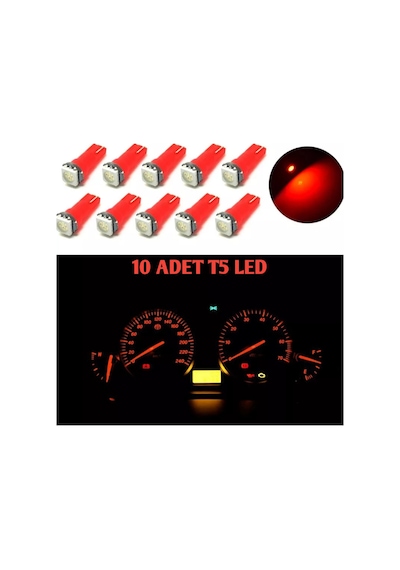 T5 Led Gösterge Led Kadran Ampül 12V Mini Dipsiz 10 Adet 12V Beyaz