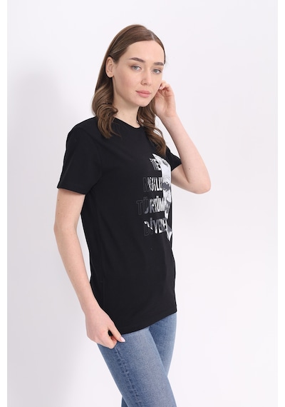 Toontoy Unisex Baskılı Tişört Siyah