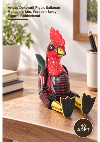 10 Adet Ahşap Salanan Figür Namı-6 Ahşap Dekoratif Figür, Sallanan Masaüstü Süs, Wooden Sway Figure, Bobblehead