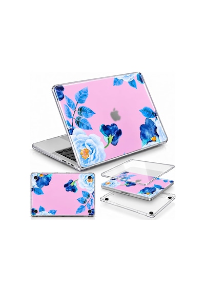 Macbook Pro 13 İnç Kristal Parlak Şeffaf Sert Kılıf Hard Case A2338 M1 M2 A2251 A2289 Uyumlu + Desenli 3m Sticker + Şeffaf Klavye Koruyucu 3'lü Set Lila Belirtilmemiş