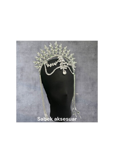 Alınlıklı Taç Büyük Gelin,kına,nişan,söz,after,bride,party Taç Beyaz - 726455370 Beyaz