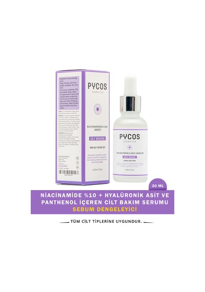 Pycos Cosmetıcs Niacinamide %10 + Hyalüronik Asit Ve Panthenol İçeren Cilt Bakım Serumu 30 Ml, Sebum Dengeleyici