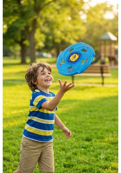 Kolay Kavranır 22 Cm Profesyonel Uçan Disk Frisbee - Açık Alan Park Ve Plaj Oyuncağı Mavi