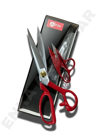 Pın - 1104 10 Inc Kırmızı Saplı Çelik Gövde Profesyonel Terzi Makası