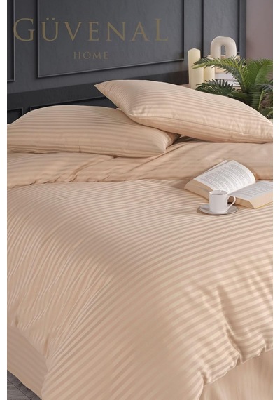 Deluxe Pamuk Saten Çift Kişilik Kutulu Nevresim Takımı Saten Nevresim Çeyizlik Deluxe20, Kapuçino, 200 X 220 Çok Renkli