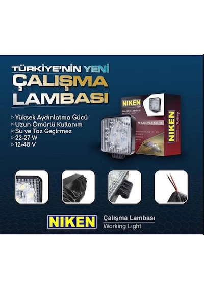 Niken 16-9 Çalışma Led Lambası Off Road Gündüz Farı Kare 2 Adet 442363837