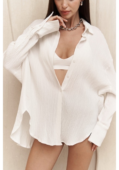 Mai Collection Mai Studios Co. Mai Durres Oversize Kadın Gömlek - Beyaz