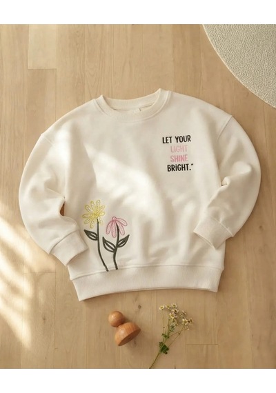 Roya Kız Çocuk Beyaz Let Your Sweatshirt Kışlık