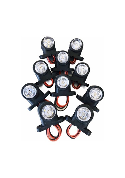 12 Ledli Mini Takoz Lamba - Kırmızı Beyaz 10 Adet 12-24 Volt