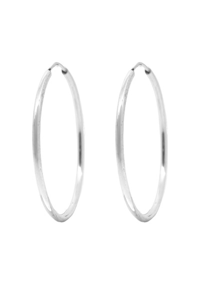 Oya Silver İnce Gümüş Halka Küpe 1.5mm-4x4cm