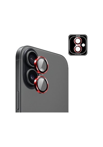 Apple iPhone Uyumlu 17 İçin Ipg Prolens Kamera Lens Koruyucu Alüminyum Cd Çerçeveli, Kırılmaz Cam Kırmızı