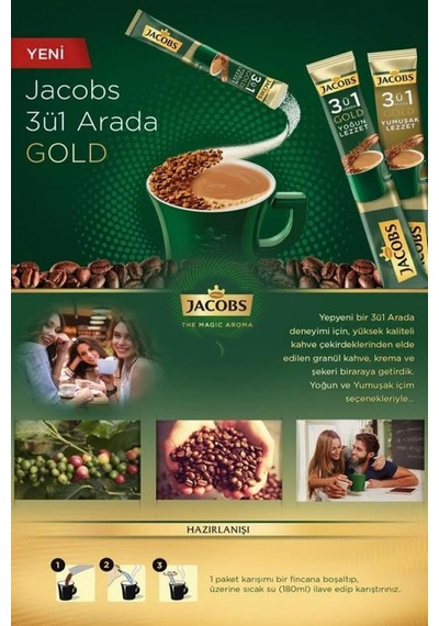 Jacobs 3 ü 1 Arada Gold Yoğun ve Yumuşak Kahve Seti 6'lı Set