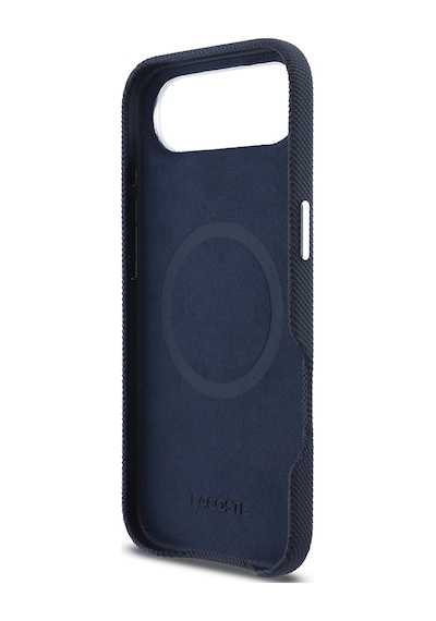 Apple iPhone 17 Air Kılıf Lacoste Lisanslı M-safe Uyumlu Pvc Pike Desenli İkonik Timsah Logolu Lacivert