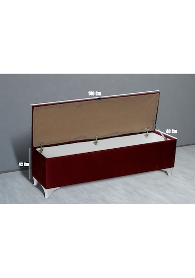 Vetra Chester Model Bordo Sandıklı Puf  Kapitoneli Model 140cm Sandıklı Bank