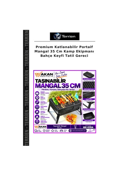 Premium Katlanabilir Portaif Mangal 35 Cm Kamp Ekipmanı Bahçe Keyfi Tatil Gereci Çok Renkli