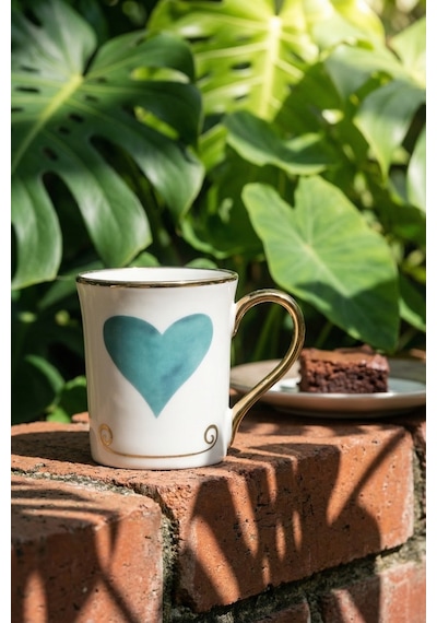 Heart Porselen Kupa Mavi - 250 Ml Mavi