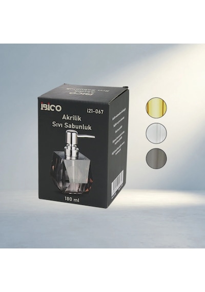 Şeffaf Renkli Akrilik Sıvı Sabunluk Modern Tasarım 180ml 000 Açık Krem