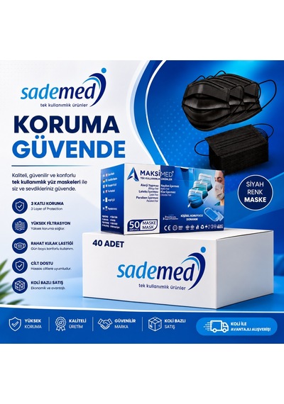 3 Katmanlı Tek Kullanımlık Lastikli Maske