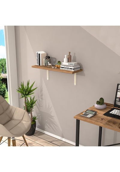 L Konsol Duvar Rafı - Duvara Monte Raf Siyah 20x60 Cm Diğer