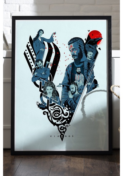 Vikings Siyah Ahşap Çerçeveli Poster, Film Duvar Tablosu