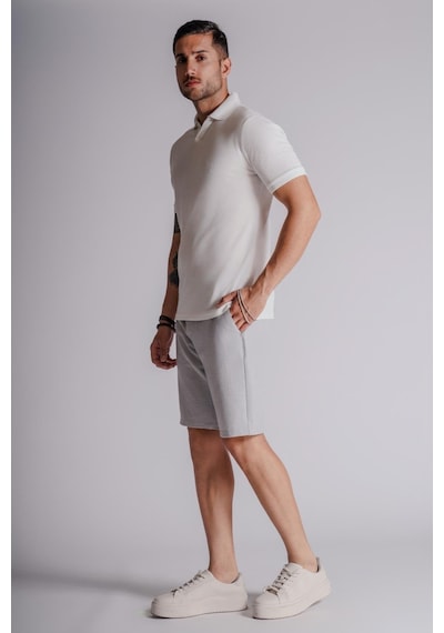 Braccas Erkek Yandan Cepli Klasik Bel Slim Fit Chino Şort Gri Gri