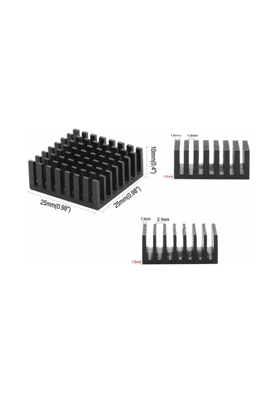 25mmx25mmx10mm Alüminyum Soğutucu Pasif Isı Emici Radyatör Peltier Led Elektronik Devre Entegre Vga