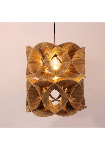 Oklid Doğal Rafya 63x65/75 Cm Katlı Aydınlatma Bej