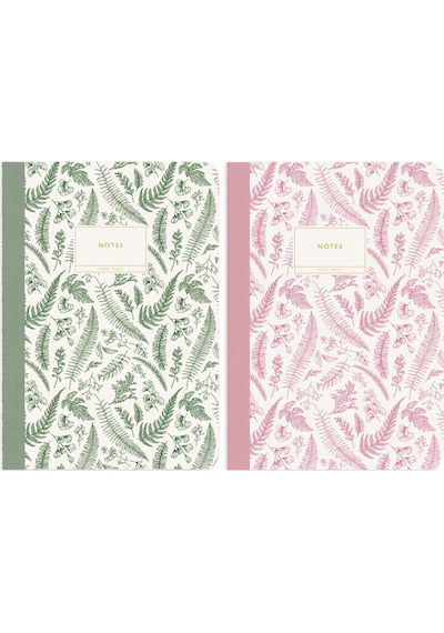 Limited Edition B5 40 Yp. Terzi Dikiş Not Defteri - 2'li Green/pink Botanical Çok Renkli