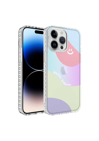 Apple Uyumlu iPhone 14 Pro Airbag Kenarlı Renkli Desenli Silikon Zore Elegans Kapak