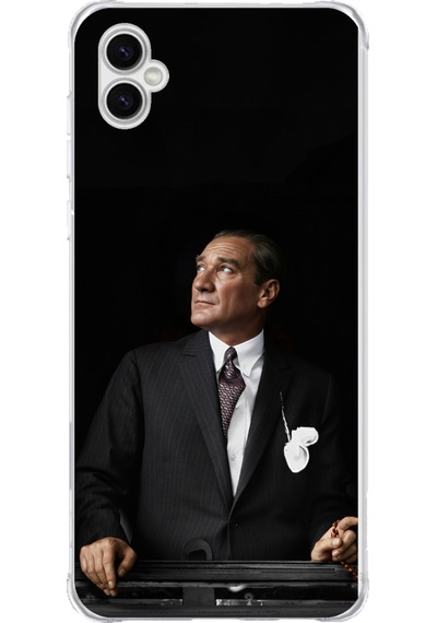 Samsung Galaxy A04 Uyumlu Ufka Bakan Lider Atatürk Baskılı Silikon Kılıf Renkli