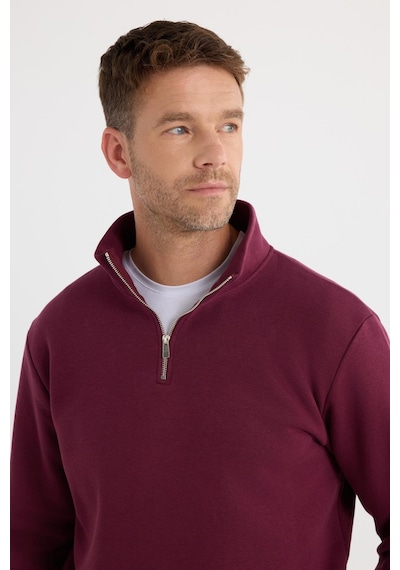 Tudors Unisex Relax Fit Rahat Kesim Pamuklu İçi Polarlı Yarım Fermuarlı Bordo Dik Yaka Sweatshirt-35165 Bordo Tudors Unisex Relax Fit Rahat Kesim Pamuklu İçi Polarlı Yarım Fermuarlı Bordo Dik Yaka Sweatshirt-35165 Bordo
