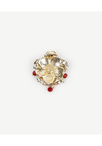 Yargıcı Çiçek Figürlü Ve İnci Detaylı Broş 25kkbj8176x 630 Gold