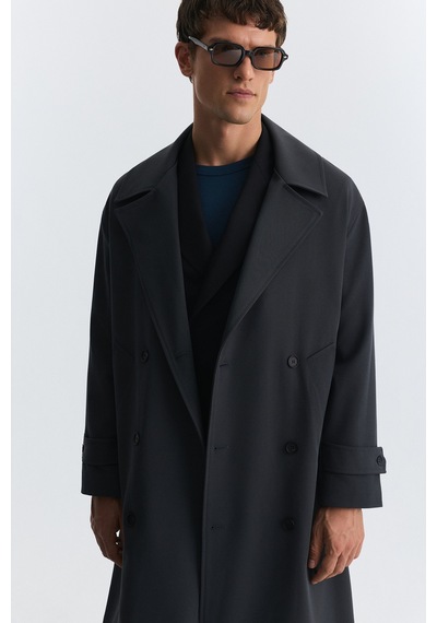 Antioch Uzun Relaxed Fit Trençkot Antrasit